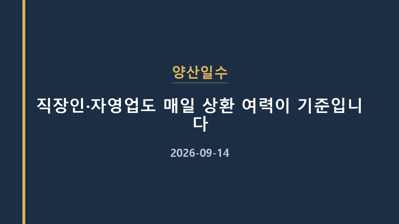 양산일수 직장인·자영업도 매일 상환 여력이 기준입니다