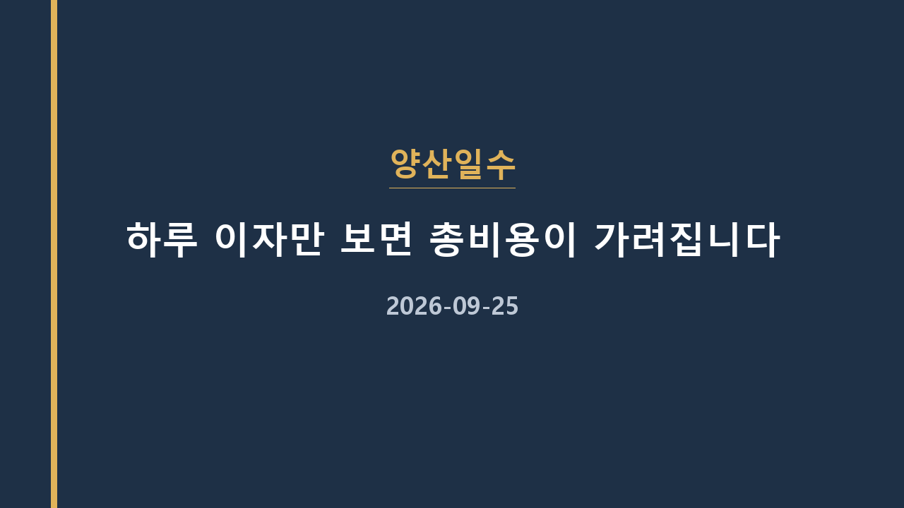 양산일수 하루 이자만 보면 총비용이 가려집니다