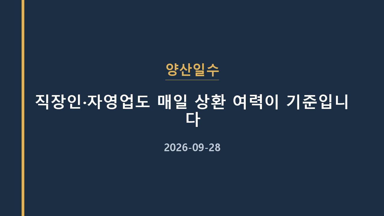 양산일수 직장인·자영업도 매일 상환 여력이 기준입니다